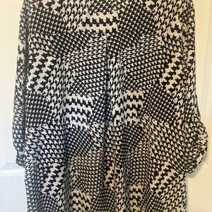 Cato Black and White Houndstooth Blouse
